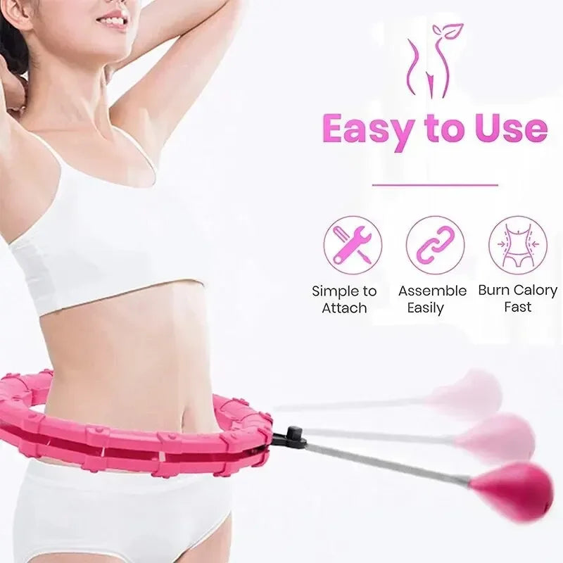24 Knots Fitness Hoop Weighted Sport Circle Sport Weight Loss Plus Size Smart Exercise 2 In 1 Adjustable with Detachable Knots