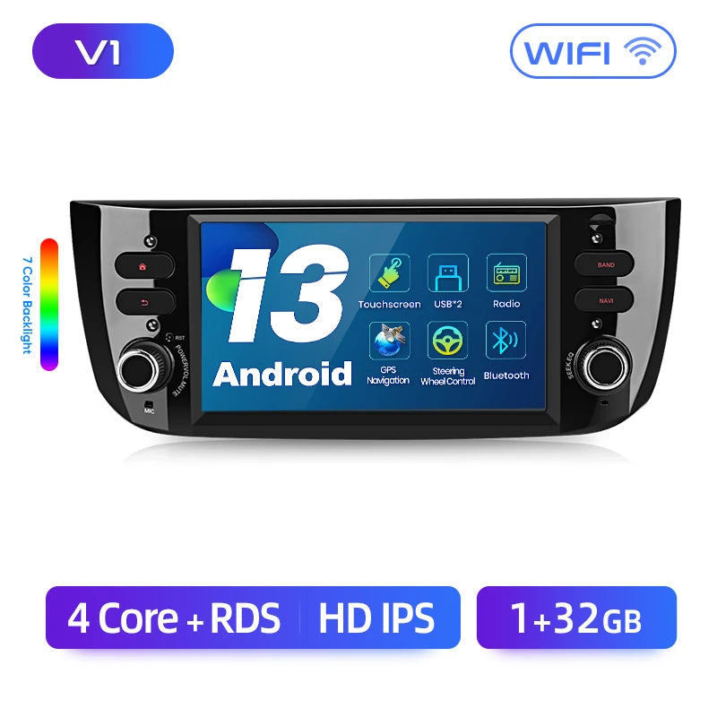 Junsun 7 Inch Car Radio for Fiat Linea Punto Evo 2012-2015 Wireless CarPlay Android Auto Intelligent Multimedia 4G