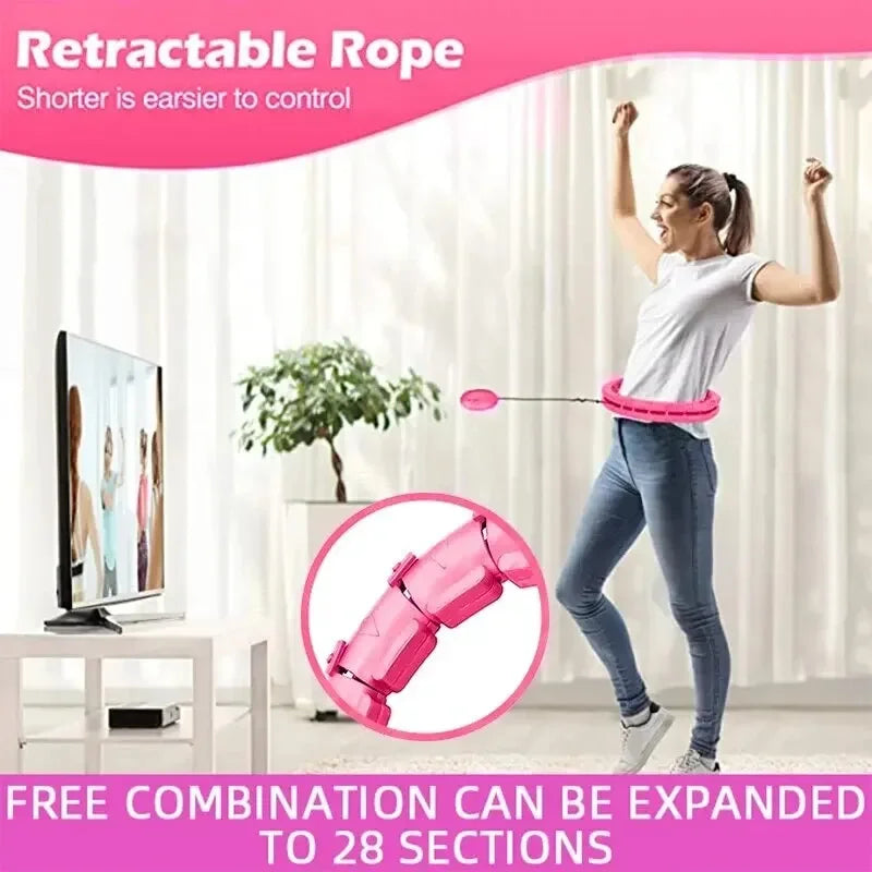 24 Knots Fitness Hoop Weighted Sport Circle Sport Weight Loss Plus Size Smart Exercise 2 In 1 Adjustable with Detachable Knots