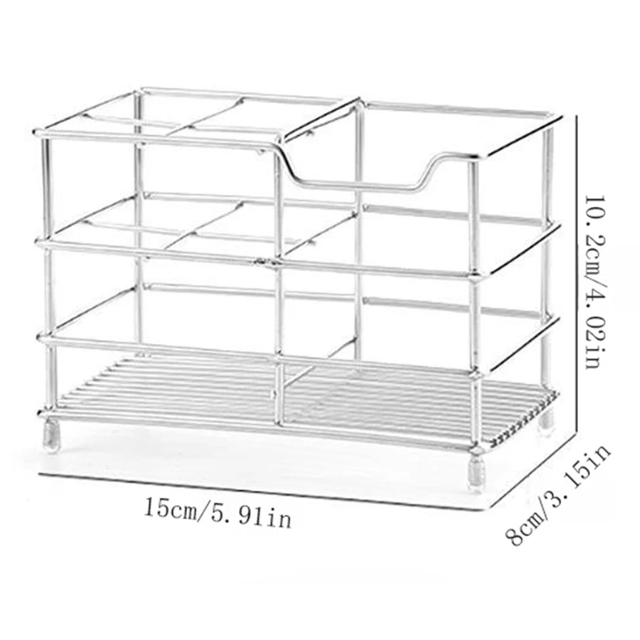 304 Stainless Steel Bathroom Toothbrush Holder Toothpaste Holder, Multi-slot Bathroom Accessory Organizer Storage Box