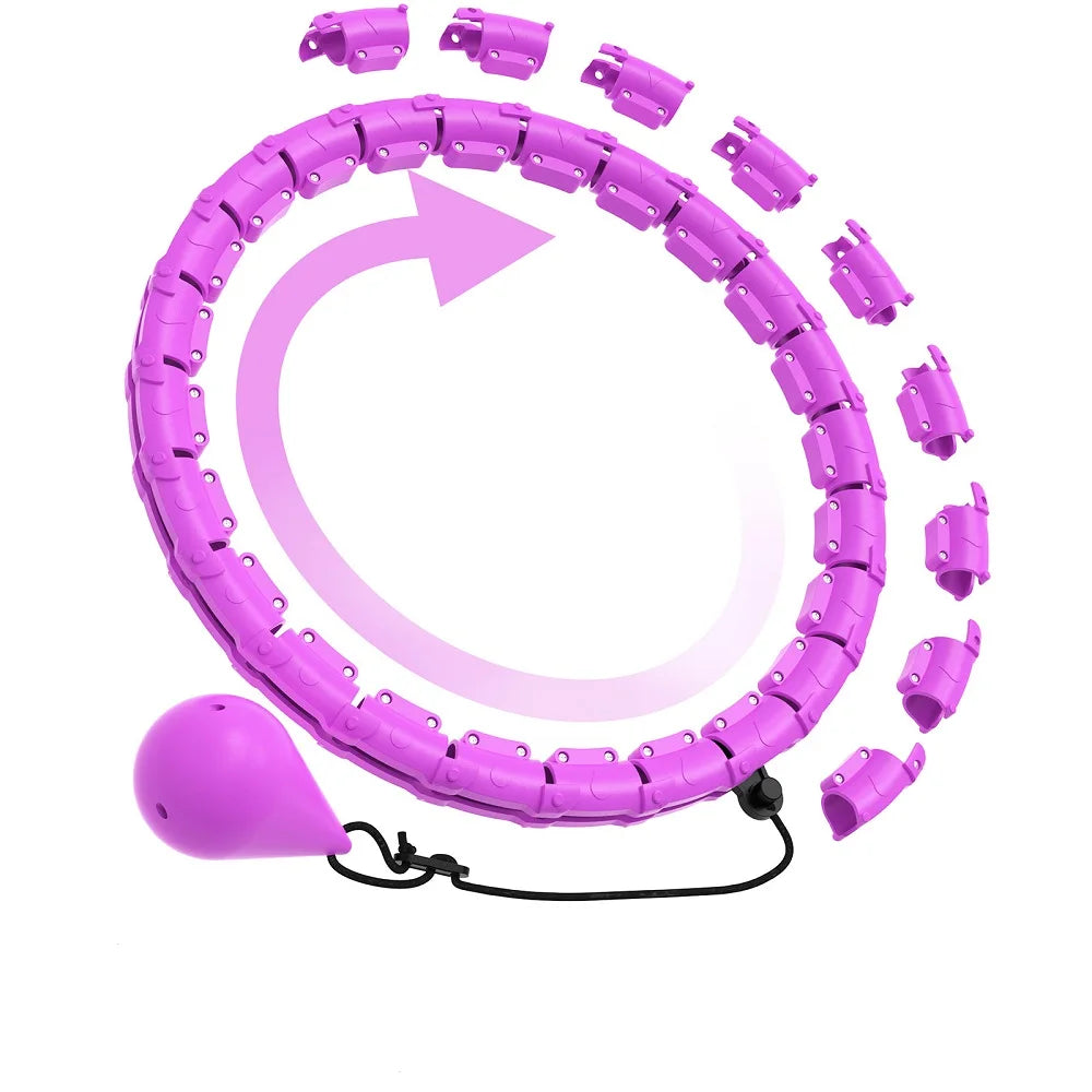24 Knots Fitness Hoop Weighted Sport Circle Sport Weight Loss Plus Size Smart Exercise 2 In 1 Adjustable with Detachable Knots