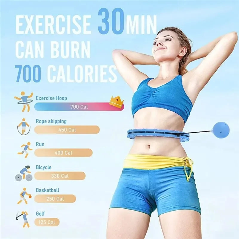 24 Knots Fitness Hoop Weighted Sport Circle Sport Weight Loss Plus Size Smart Exercise 2 In 1 Adjustable with Detachable Knots