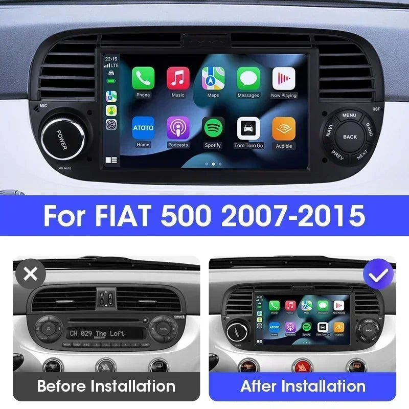 Srnubi 7" Android 12 2Din Car Radio For FIAT 500 2007 - 2015 Abarth Multimedia Negation Player Carplay Auto 4G DVD Head Unit