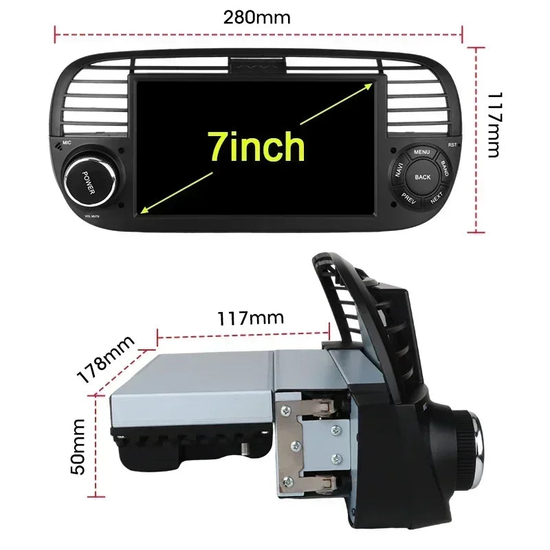 Srnubi 7" Android 12 2Din Car Radio For FIAT 500 2007 - 2015 Abarth Multimedia Negation Player Carplay Auto 4G DVD Head Unit