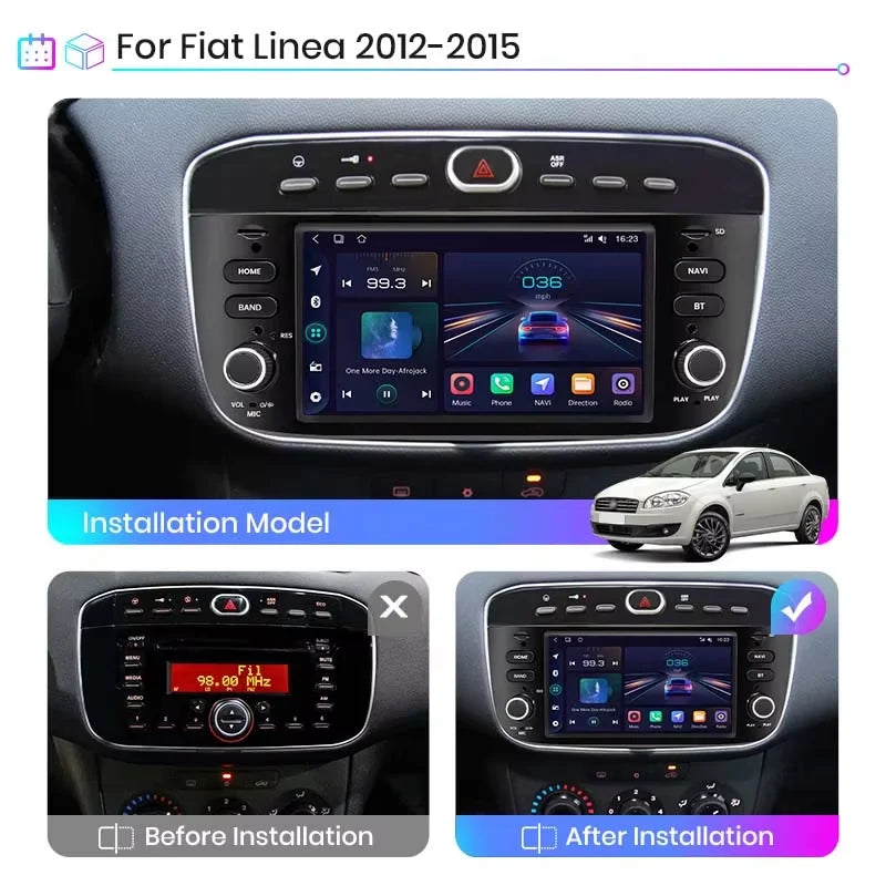 Junsun 7 Inch Car Radio for Fiat Linea Punto Evo 2012-2015 Wireless CarPlay Android Auto Intelligent Multimedia 4G