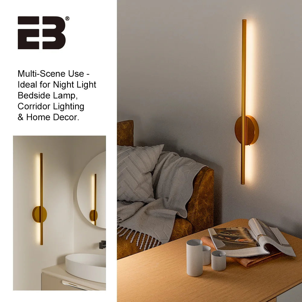 2 Packs Wall Light Sconces Battery Operated Gold Wireless Wall Lights Indoor LED Usb Rechargeable Interior Wall Sconce 60cm