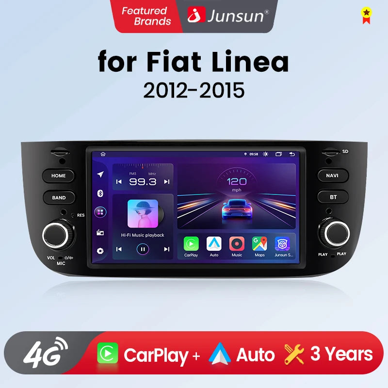 Junsun 7 Inch Car Radio for Fiat Linea Punto Evo 2012-2015 Wireless CarPlay Android Auto Intelligent Multimedia 4G