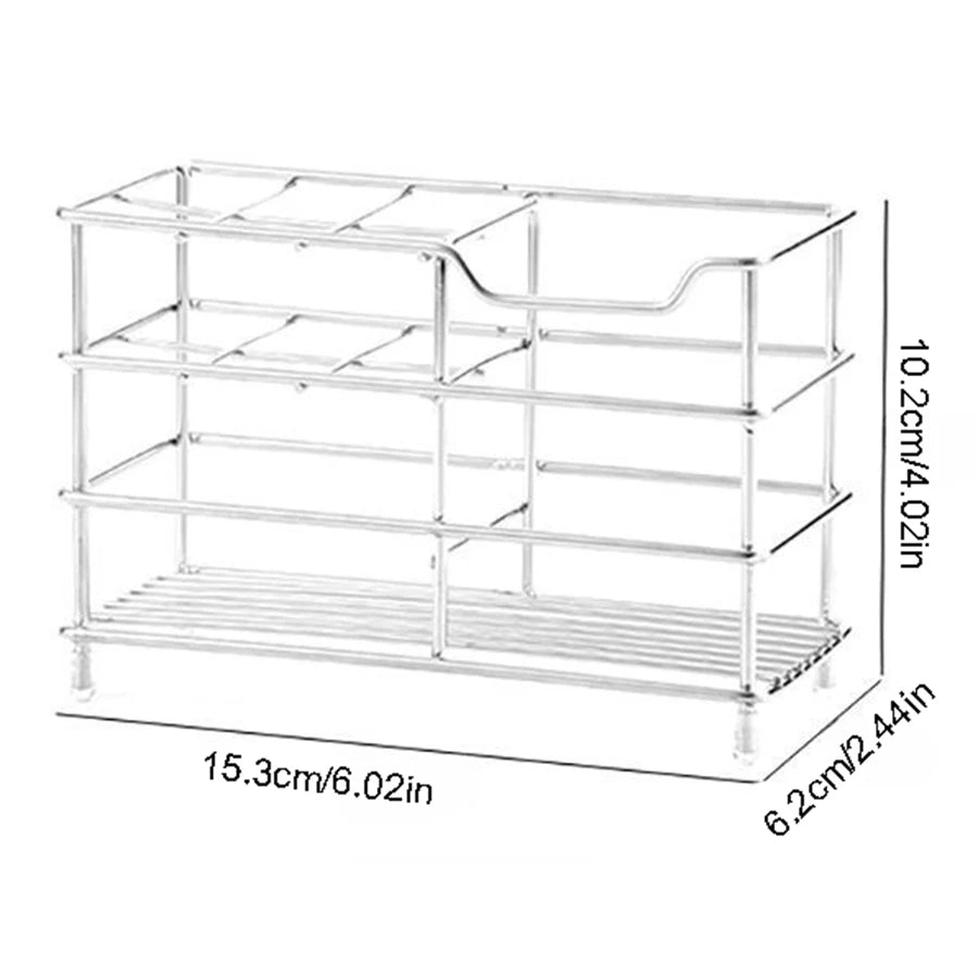 304 Stainless Steel Bathroom Toothbrush Holder Toothpaste Holder, Multi-slot Bathroom Accessory Organizer Storage Box