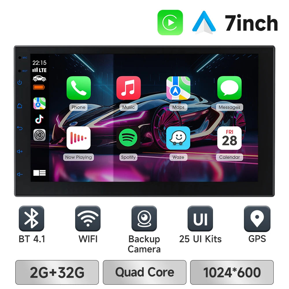 7 9 10 Inch Car Stereo Screen 2 Din CarPlay Android Auto Universal Car Radio with Backup Camera BT GPS WiFi FM Multimedia Player