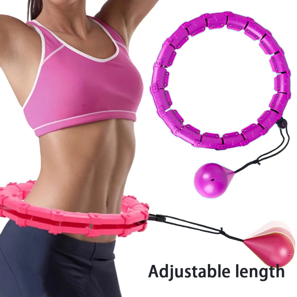 24 Knots Fitness Hoop Weighted Sport Circle Sport Weight Loss Plus Size Smart Exercise 2 In 1 Adjustable with Detachable Knots