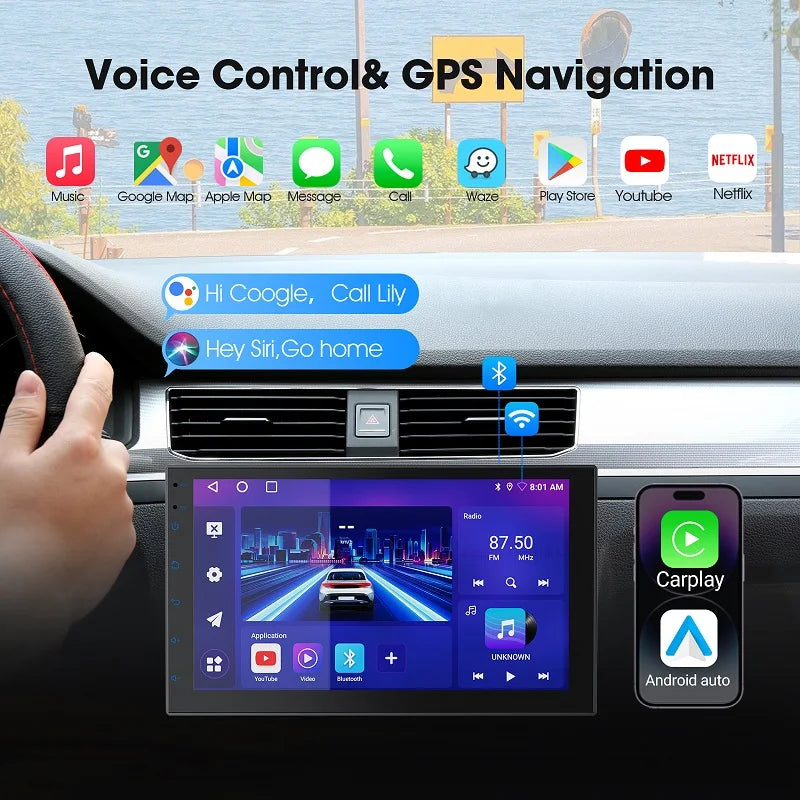 7 9 10 Inch Car Stereo Screen 2 Din CarPlay Android Auto Universal Car Radio with Backup Camera BT GPS WiFi FM Multimedia Player