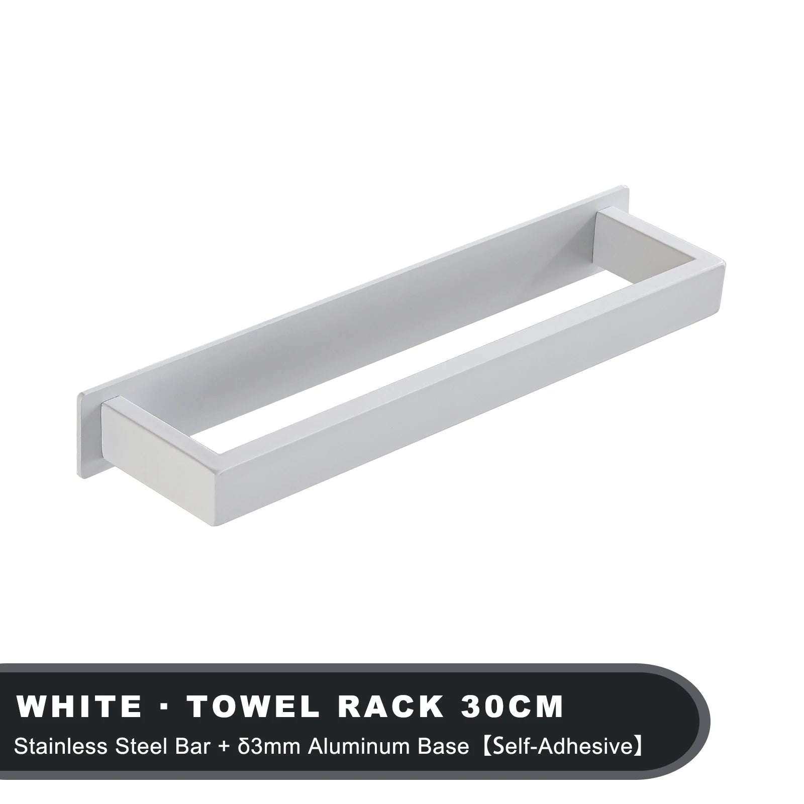 Black Stainless Steel Towel Holder No Drill Wall Shower Towel Shelf Kithchen Towel Hanger Rail Bathroom Towel Rack Self Adhesive