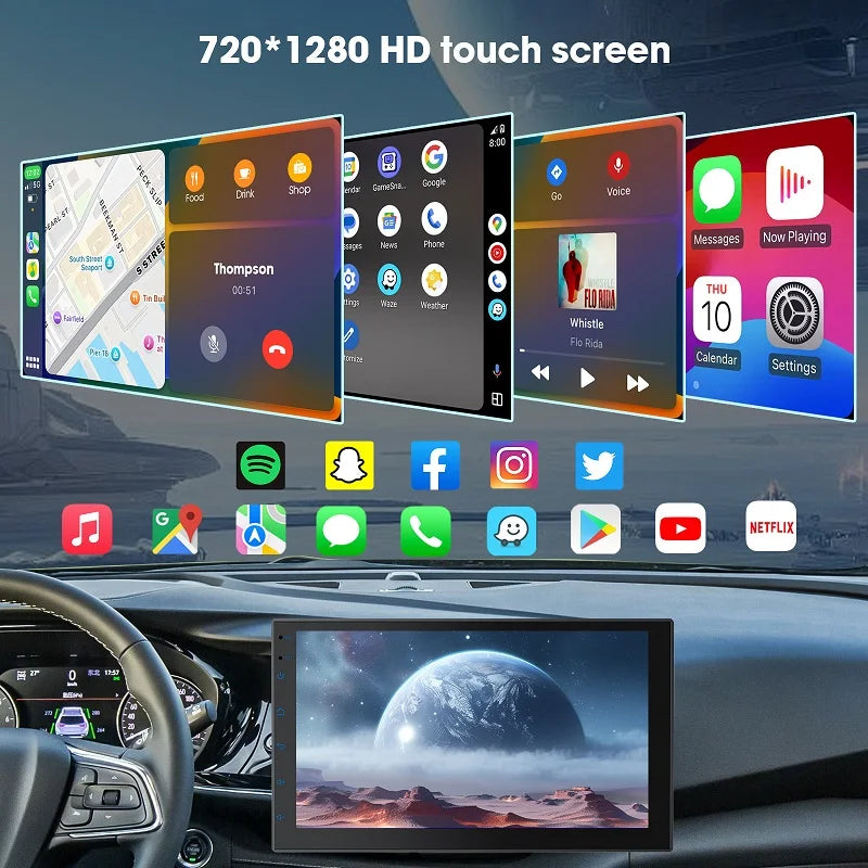 7 9 10 Inch Car Stereo Screen 2 Din CarPlay Android Auto Universal Car Radio with Backup Camera BT GPS WiFi FM Multimedia Player