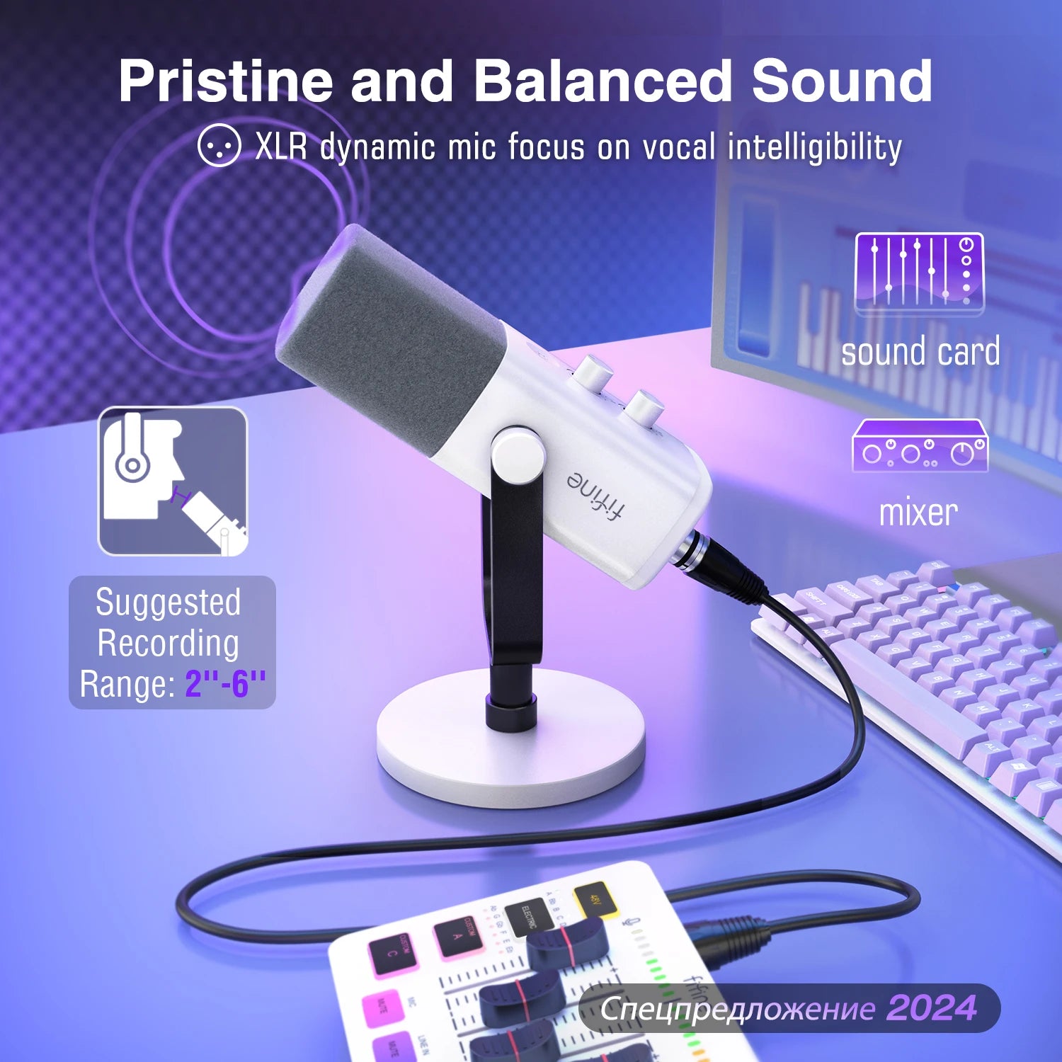 FIFINE XLR/USB Dynamic Microphone with Headphone Jack/RGB/Mute,MIC for Recording Streaming Gaming PS4/PS5 Ampligame AM8W