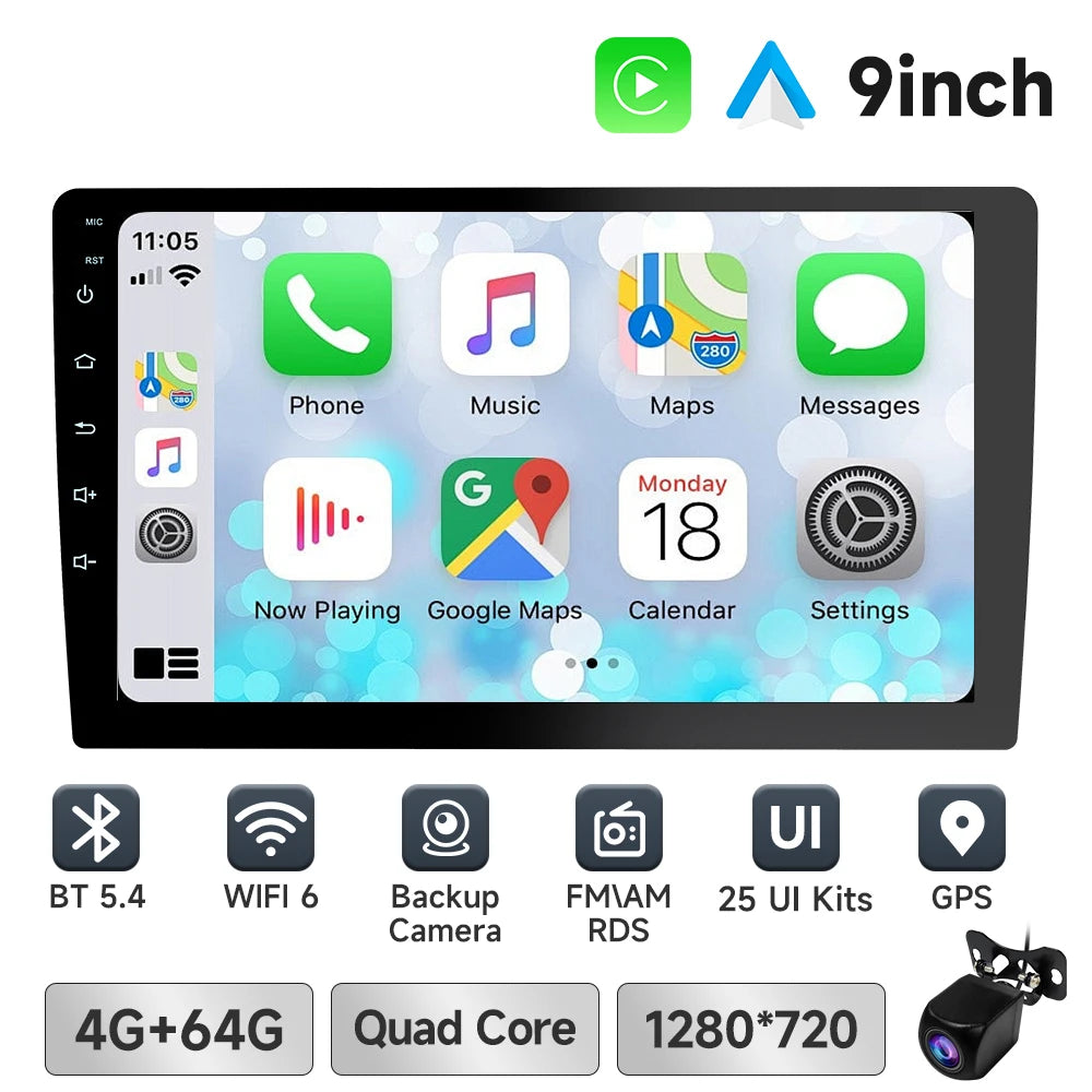 7 9 10 Inch Car Stereo Screen 2 Din CarPlay Android Auto Universal Car Radio with Backup Camera BT GPS WiFi FM Multimedia Player