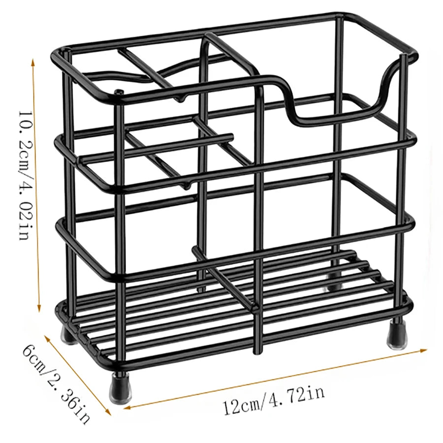 304 Stainless Steel Bathroom Toothbrush Holder Toothpaste Holder, Multi-slot Bathroom Accessory Organizer Storage Box