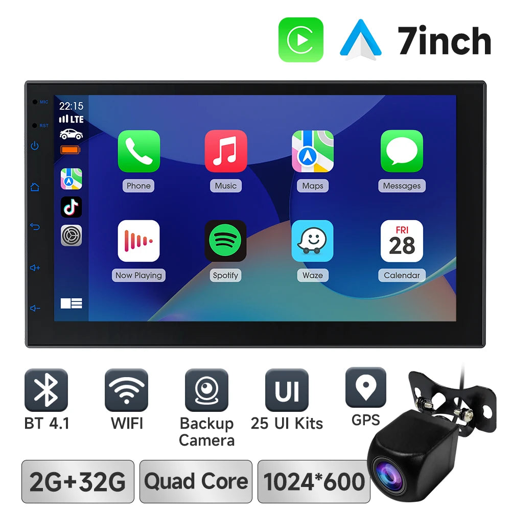 7 9 10 Inch Car Stereo Screen 2 Din CarPlay Android Auto Universal Car Radio with Backup Camera BT GPS WiFi FM Multimedia Player