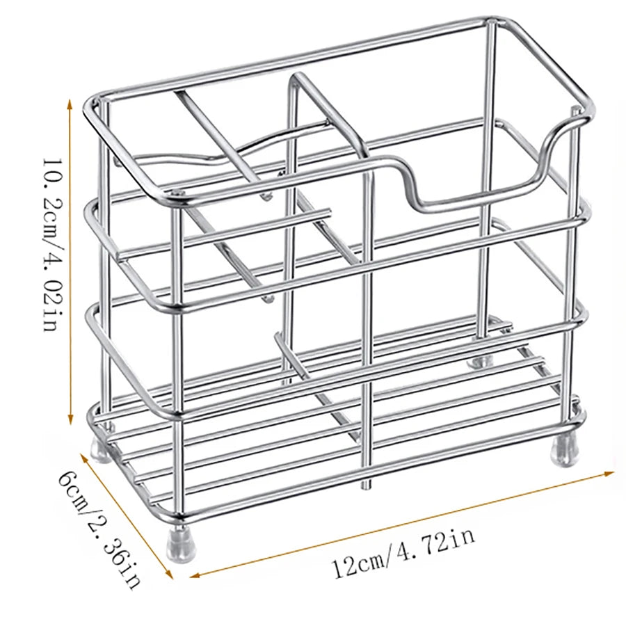 304 Stainless Steel Bathroom Toothbrush Holder Toothpaste Holder, Multi-slot Bathroom Accessory Organizer Storage Box