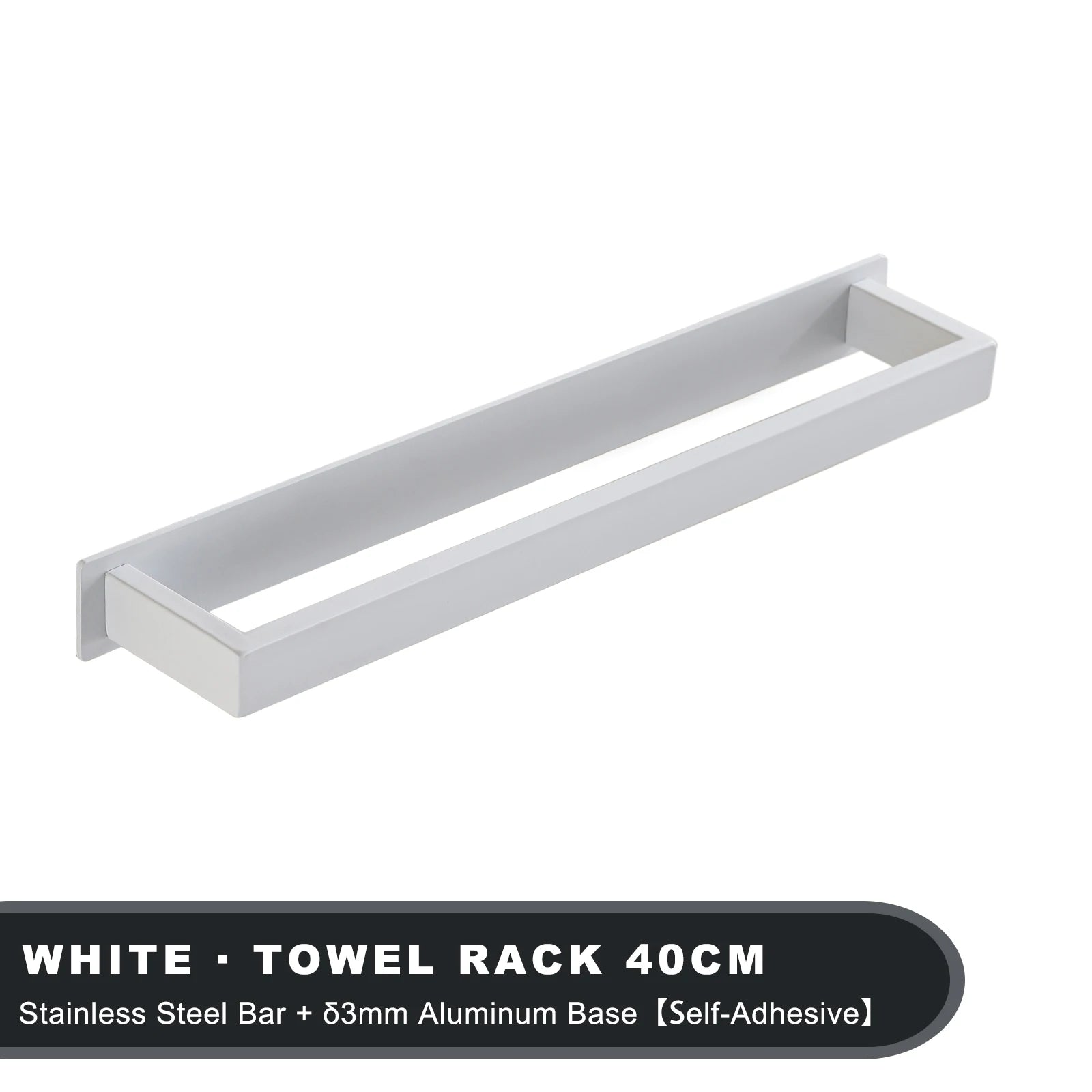 Black Stainless Steel Towel Holder No Drill Wall Shower Towel Shelf Kithchen Towel Hanger Rail Bathroom Towel Rack Self Adhesive