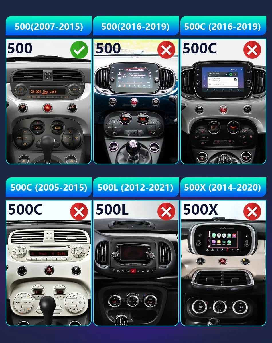Srnubi 7" Android 12 2Din Car Radio For FIAT 500 2007 - 2015 Abarth Multimedia Negation Player Carplay Auto 4G DVD Head Unit