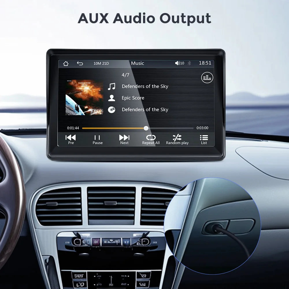 Car Radio 7 Inch Wireless CarPlay Android Auto Portable Car Stereo Multimedia Player With FM Transmitter BT WiFi AUX USB Screen