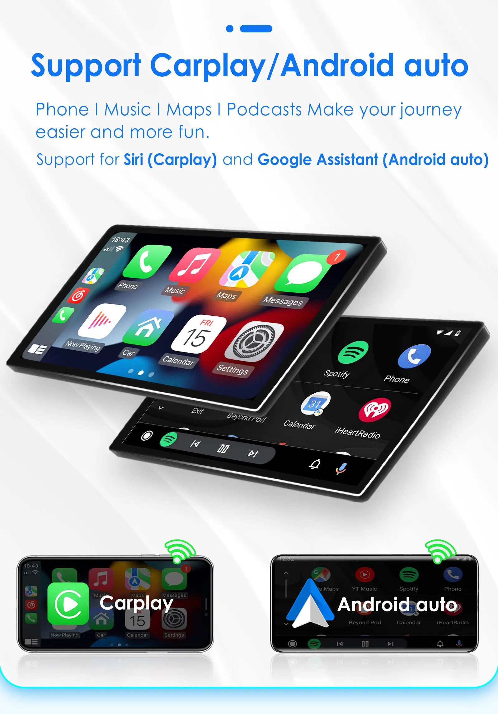 Hizpo Carplay Car Radio For Jeep Renegade 2016 2017 2018 2019 2020 GPS Navigation Android Auto Stereo Multimedia Player 8+128G