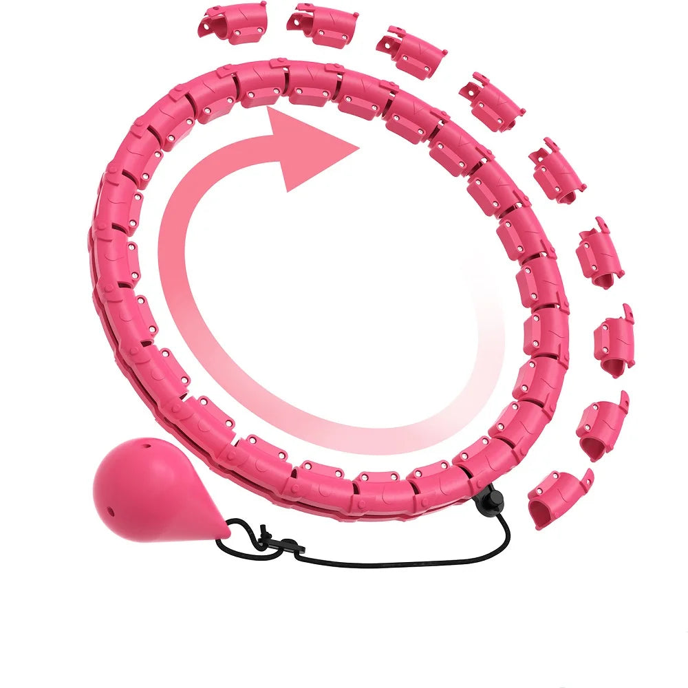 24 Knots Fitness Hoop Weighted Sport Circle Sport Weight Loss Plus Size Smart Exercise 2 In 1 Adjustable with Detachable Knots