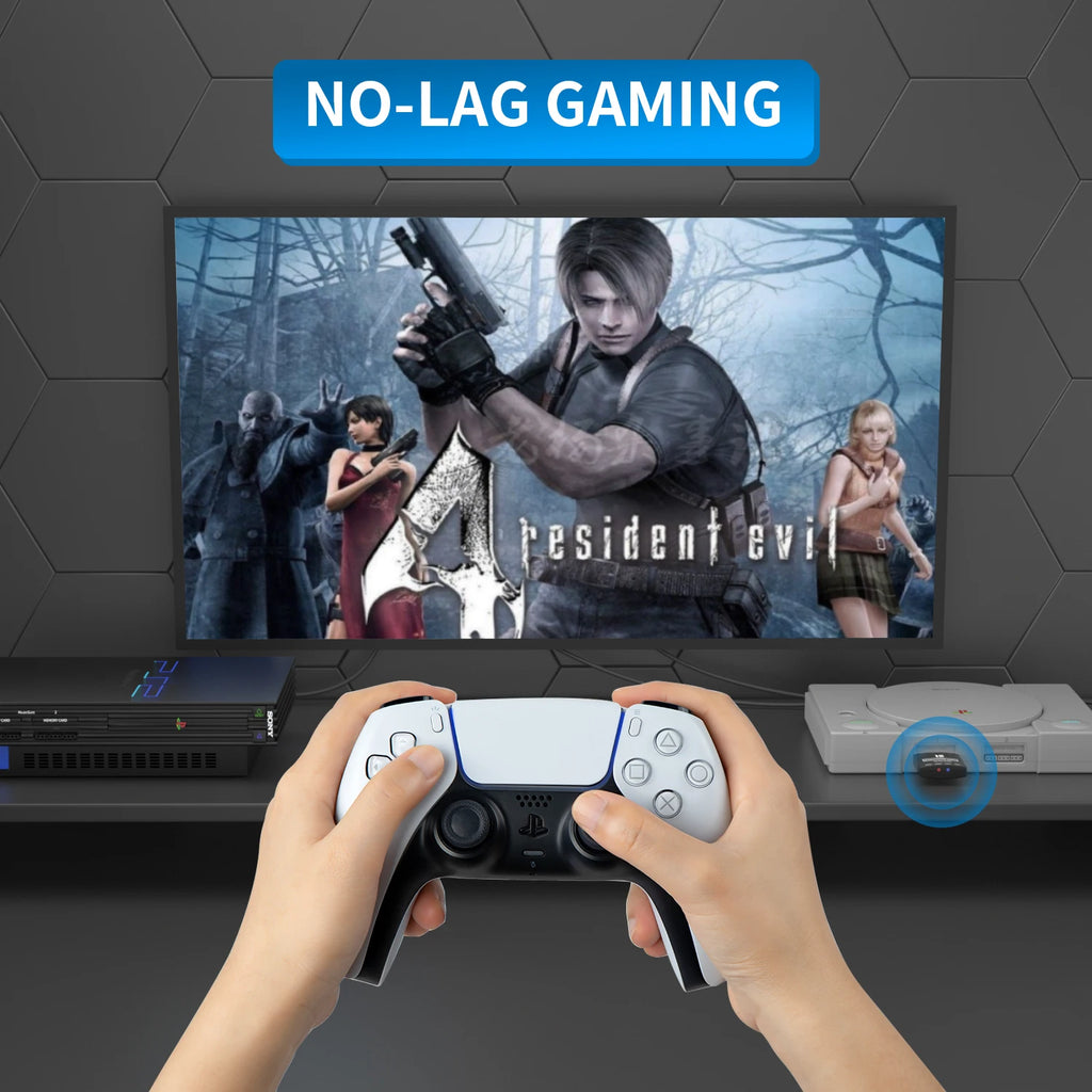 RGEEK Wireless Controller Adapter, Wireless Controller Converter for PS1/PS2 Console, Compatible with PS4/PS5, Switch Pro, Xbox