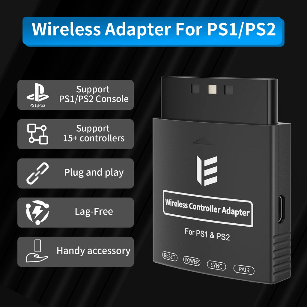 RGEEK Wireless Controller Adapter, Wireless Controller Converter for PS1/PS2 Console, Compatible with PS4/PS5, Switch Pro, Xbox